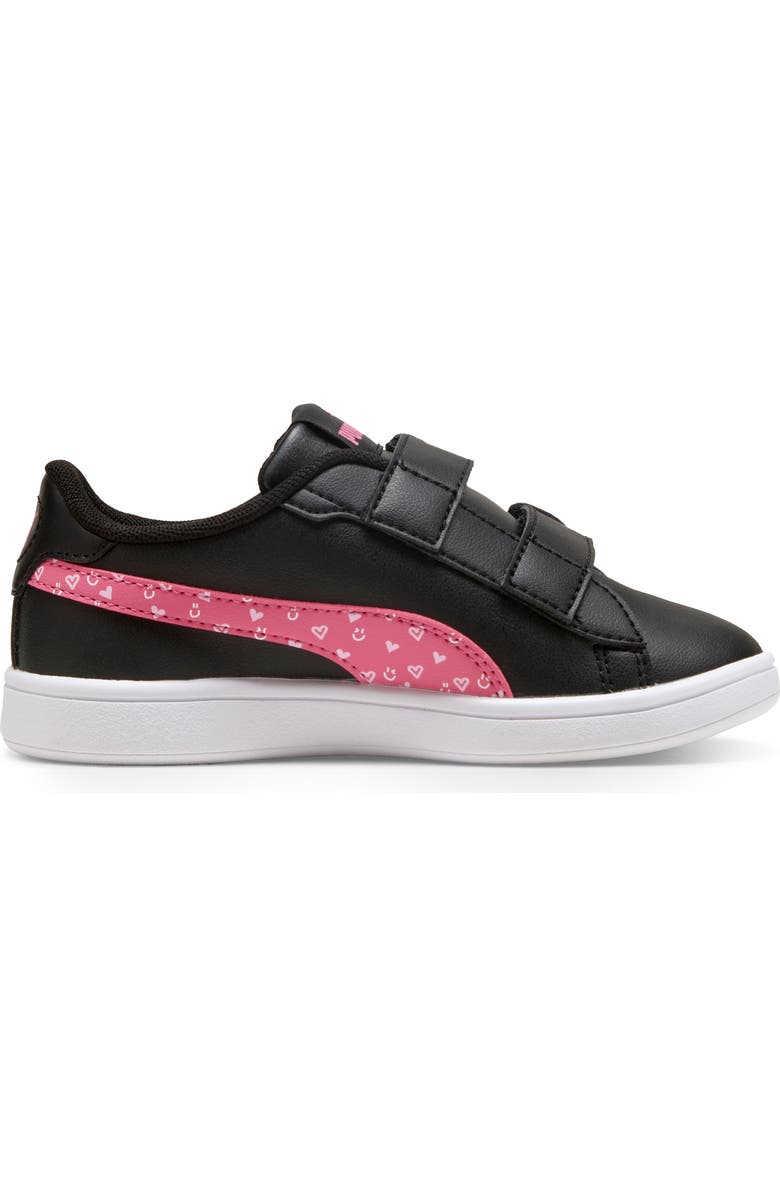 PUMA Kids' Smash 3.0 Hearty V Dual Strap Sneaker, Alternate, color, Puma Black/ Magic Rose