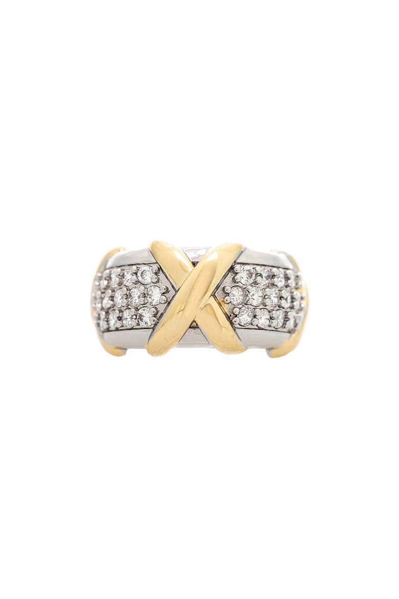 Two-Tone Pavé Cubic Zirconia Band Ring, Main, color, CUBIC ZIRCONIA
