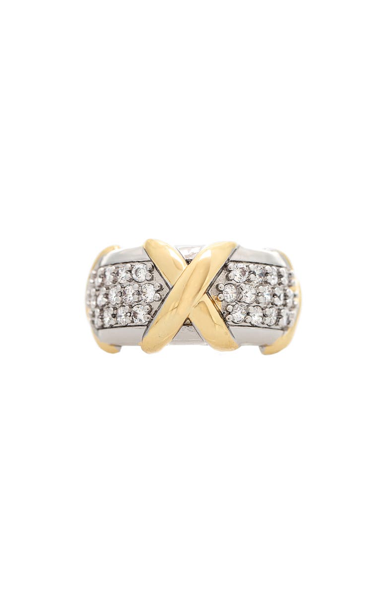 RIVKA FRIEDMAN Two-Tone Pavé Cubic Zirconia Band Ring, Main, color, Cubic Zirconia