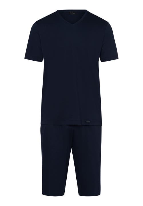 Hanro Night Selection Cotton Pajama Set In Deep Navy