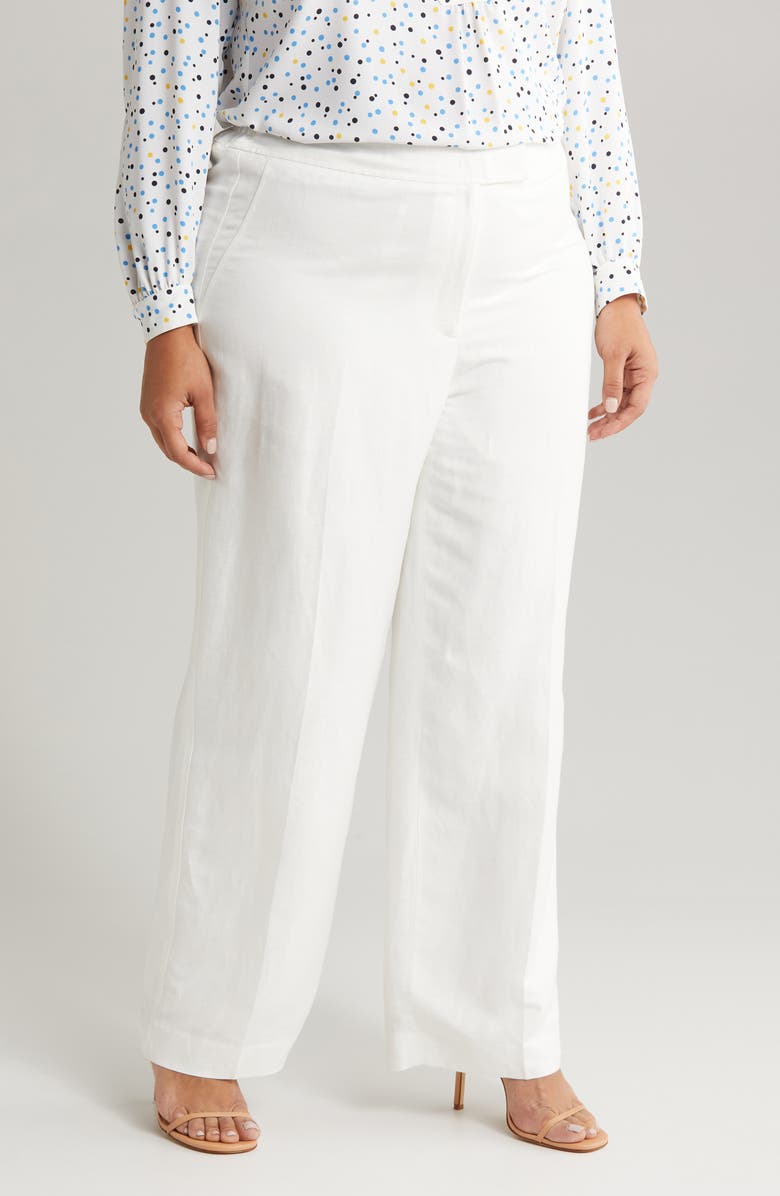 Anne Klein Wide Leg Linen Blend Pants, Main, color,