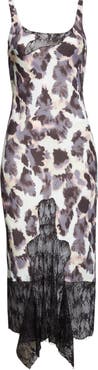 Collina Strada Stone Flower Drip Anemone Satin & Lace Tank Dress