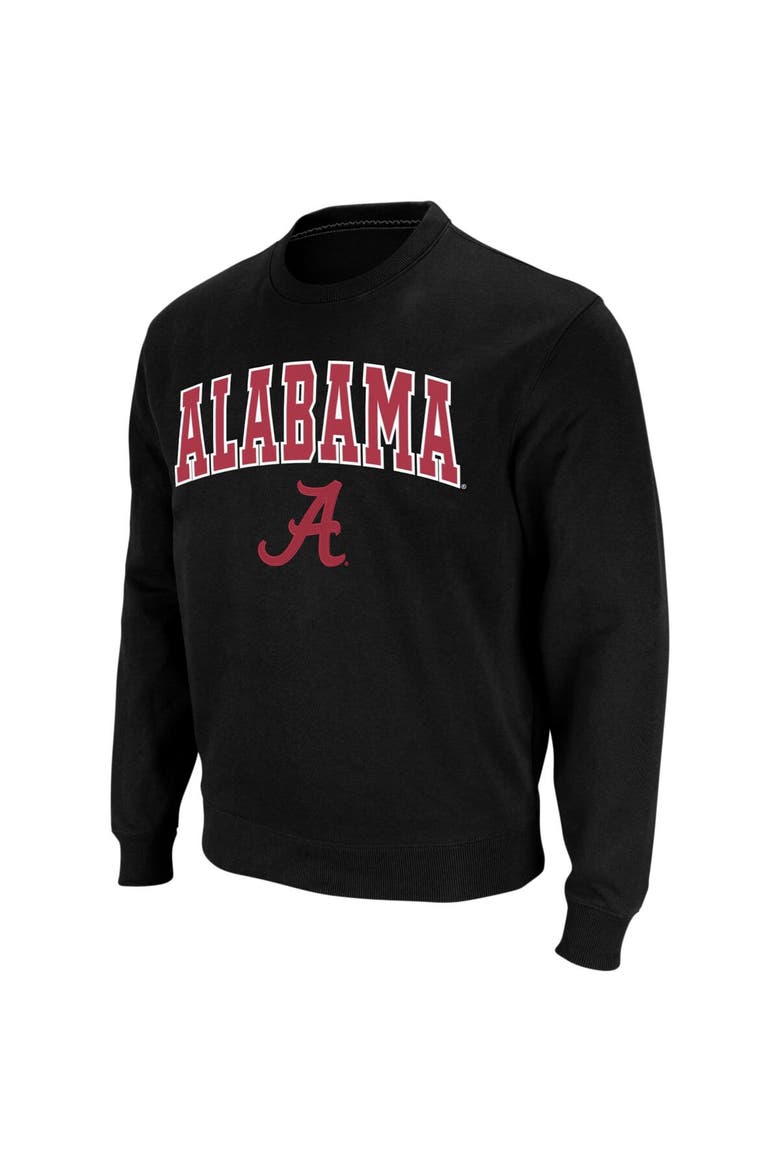 Men's Colosseum Black Alabama Crimson Tide Arch & Logo Crew Neck Sweatshirt, Main, color, Black