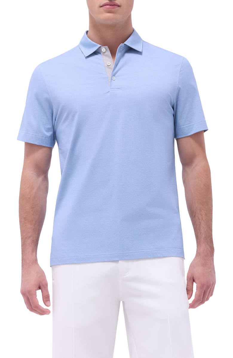 Bugatchi Vincent OoohCotton<sup
®</sup
Double Knit Solid Polo, Main, color, Air Blue