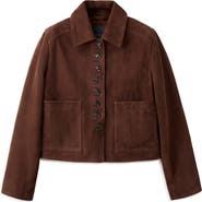 MANGO Suede Button Front Crop Jacket
