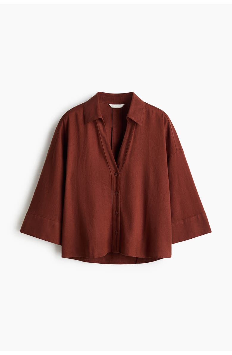 H&M Linen-blend Shirt, Main, color, Brown