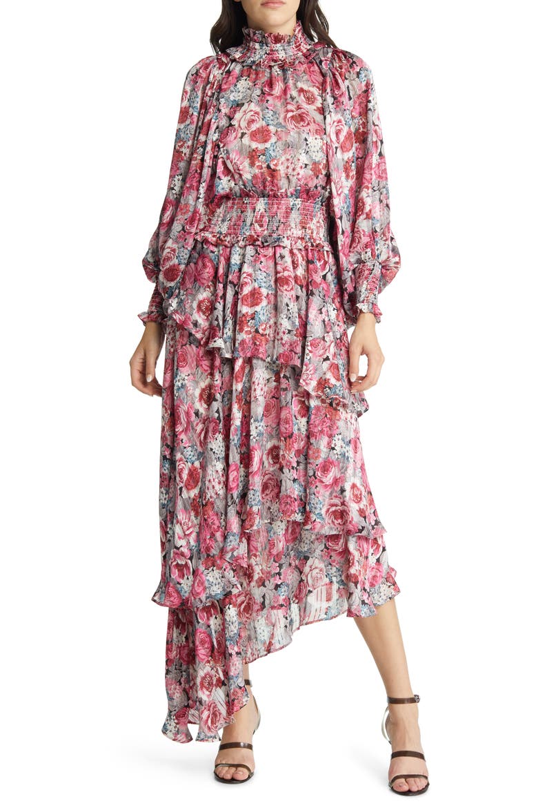 Astrid Floral Long Sleeve Midi Dress, Main, color, DORIAN PRINT