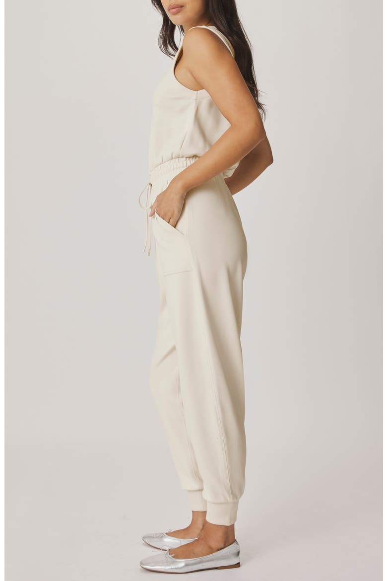 Scubasoft Tie Waist Sleeveless Jumpsuit, Alternate, color, PALE OAK WHITE