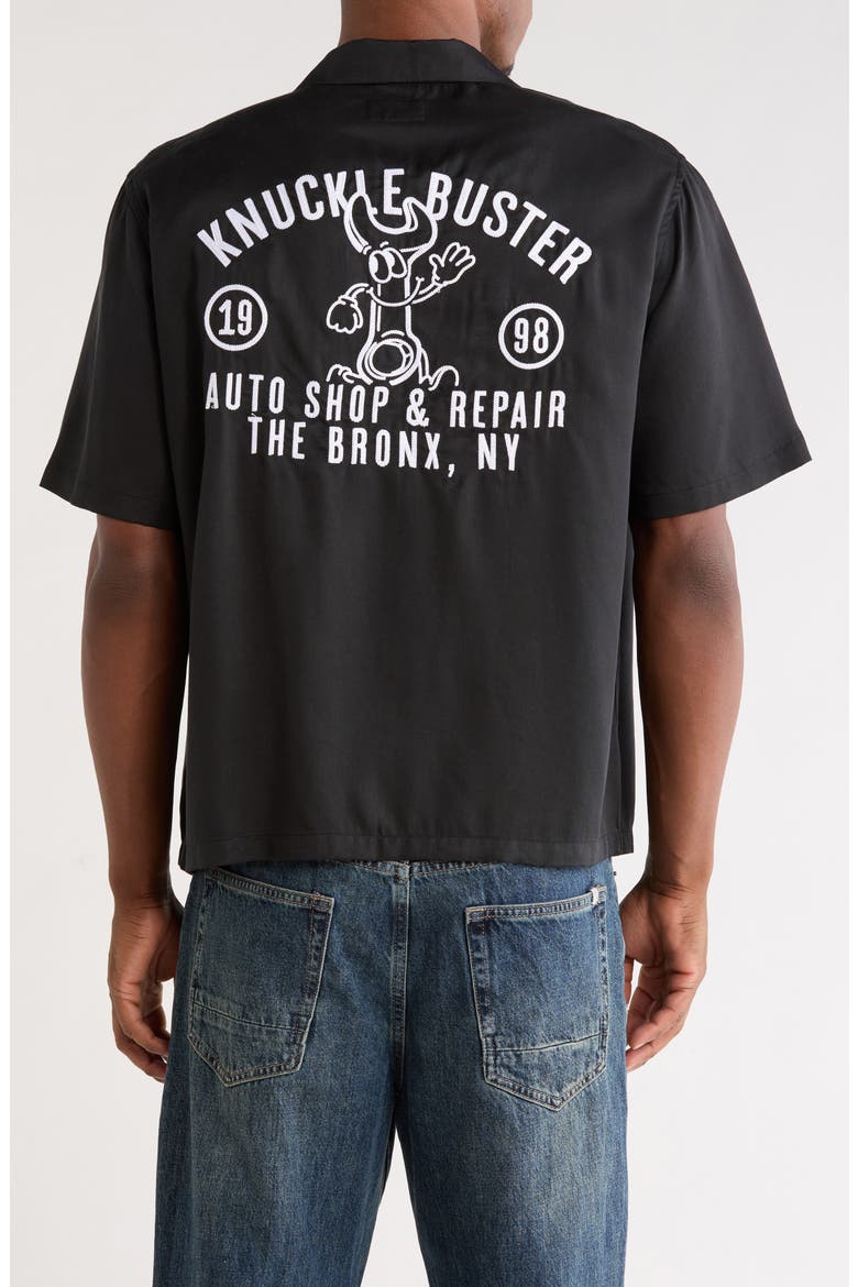Buster Short Sleeve Button-Up Camp Shirt, Alternate, color, BLACK