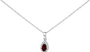 Haus of Brilliance 10K White Gold 5x3mm Gemstone and Diamond Accent Halo Pear Shape 18" Pendant Necklace