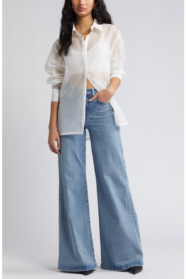Sheer Button-Up Shirt, Alternate, color, IVORY CLOUD