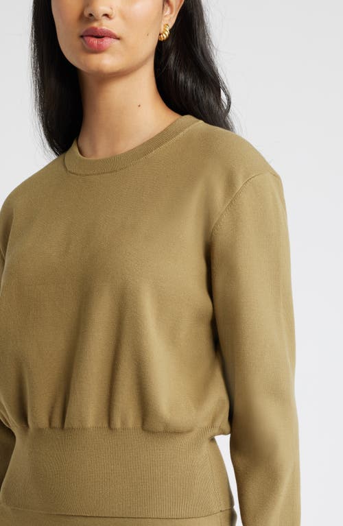 Open Edit Blousson Sweater In Olive Brine