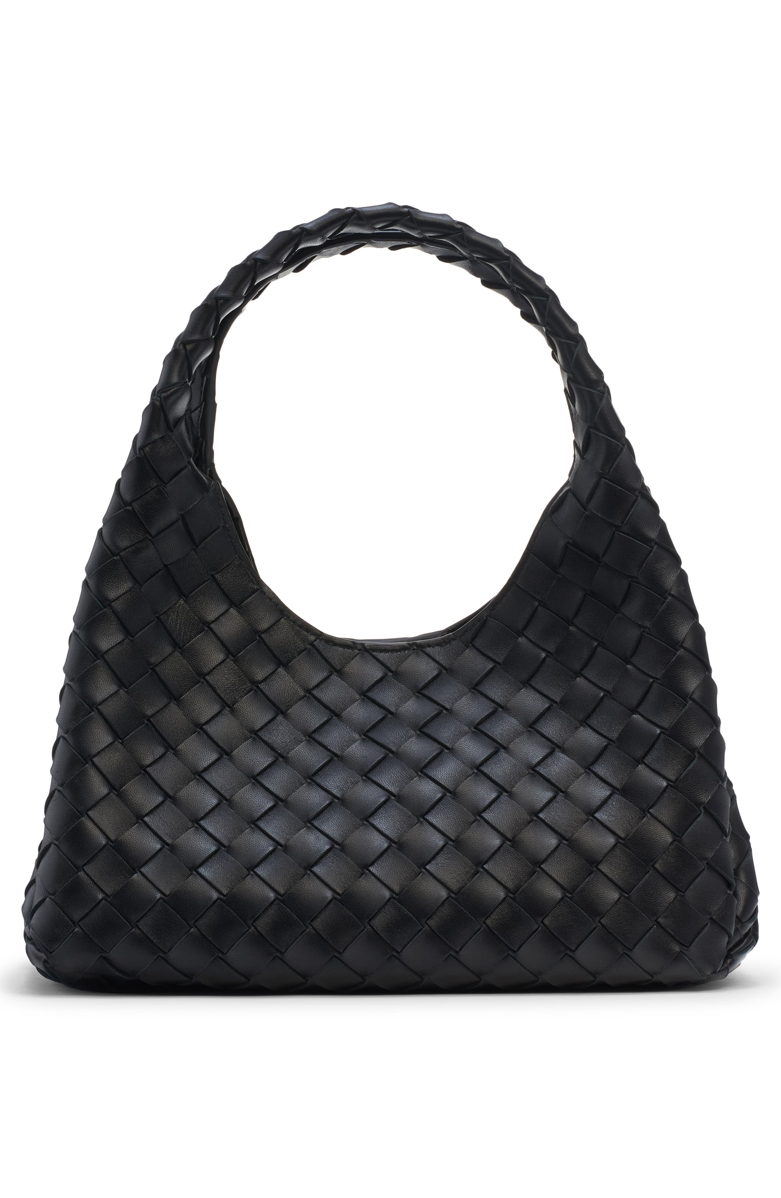 Bottega Veneta Small Campana Intrecciato Leather Shoulder Bag, Alternate, color, Black-Brass