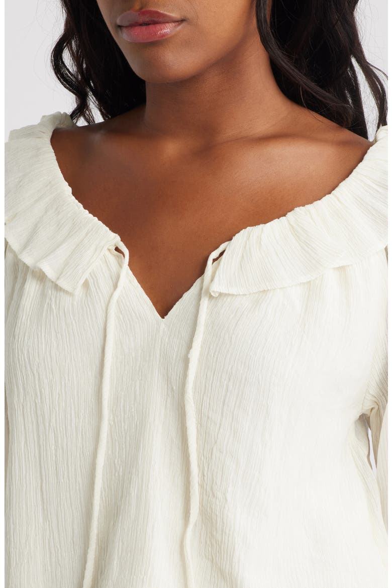 Tied Cuff Split Neck Top, Alternate, color, IVORY