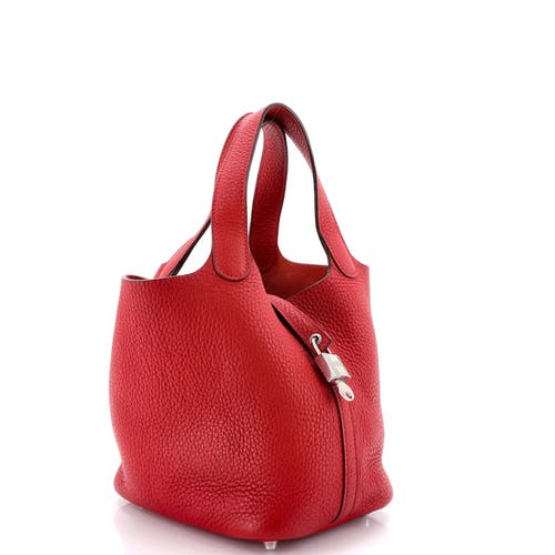 Pre-owned Hermes Hermes Picotin Lock Bag Clemence Pm In Red