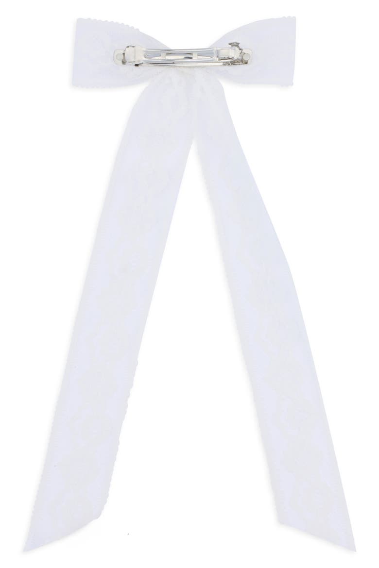 Lace Bow Barrette, Alternate, color, IVORY
