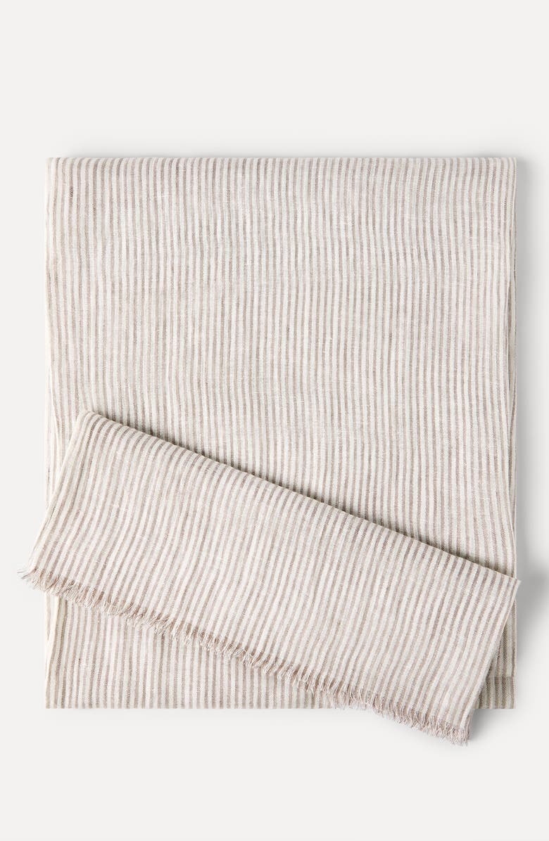 Brunello Cucinelli Sparkling striped linen scarf, Alternate, color, Panama