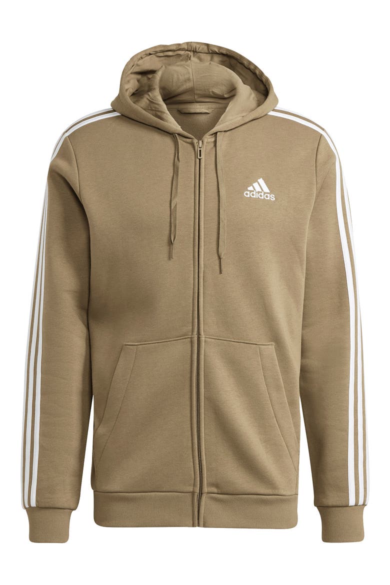 Essential Fleece 3-Stripes Track Top, Alternate, color, ORBIT GREEN/ WHITE