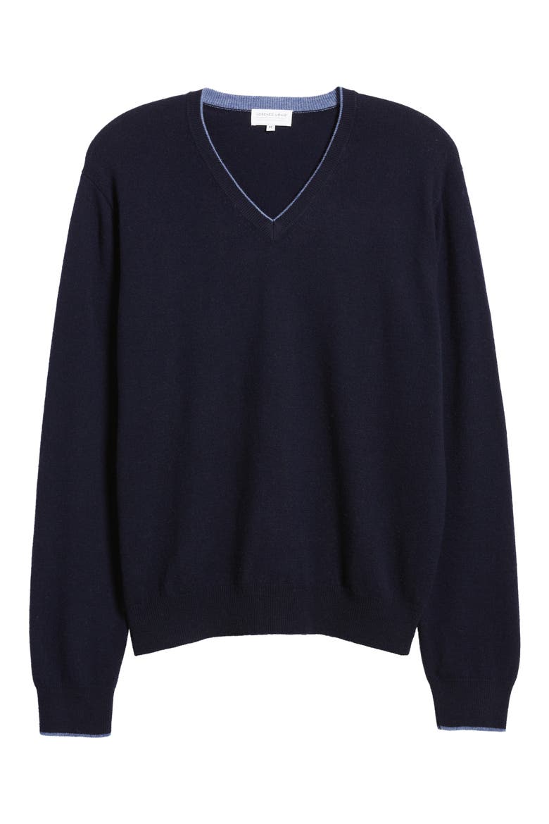 Tipped Merino Wool Sweater, Alternate, color, NAVY