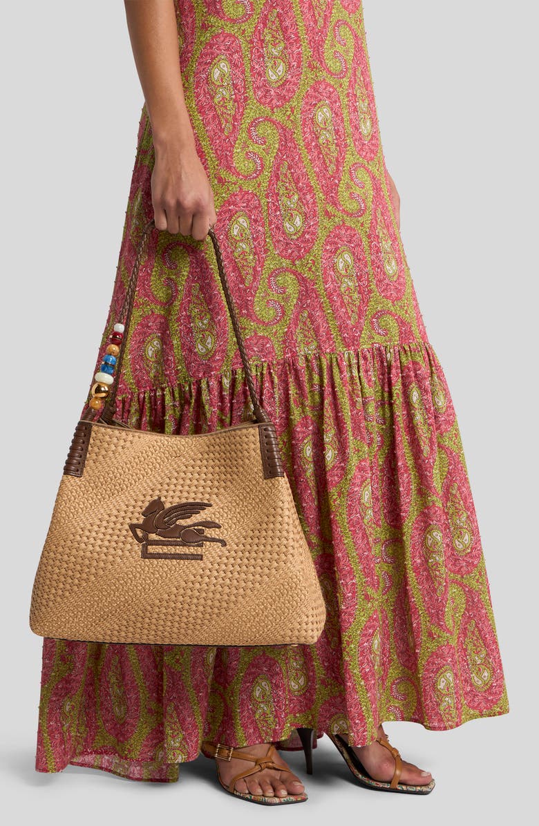 Etro Large Libra Woven Shopper, Alternate, color, Cammello