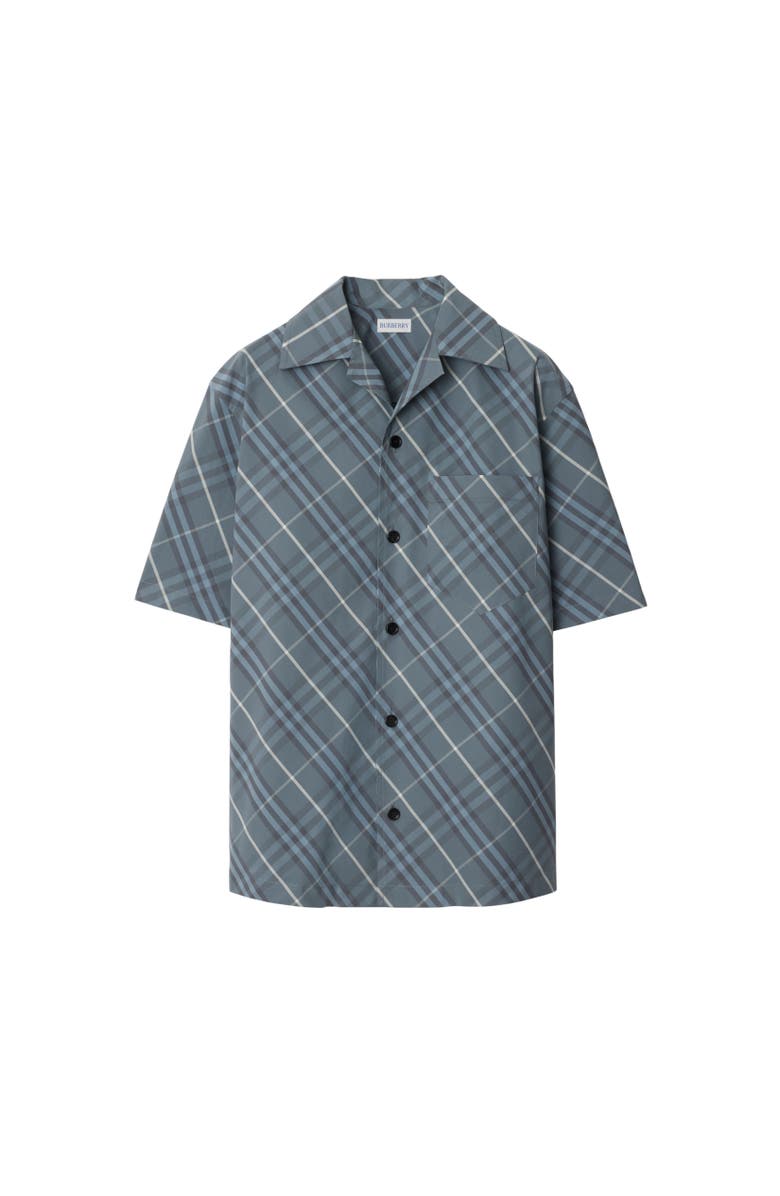 Burberry Relaxed Fit Check Cotton Shirt, Alternate, color, Pewter