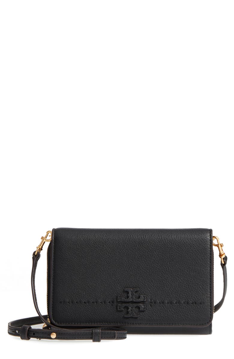 Tory Burch McGraw Leather Crossbody Wallet, Main, color,