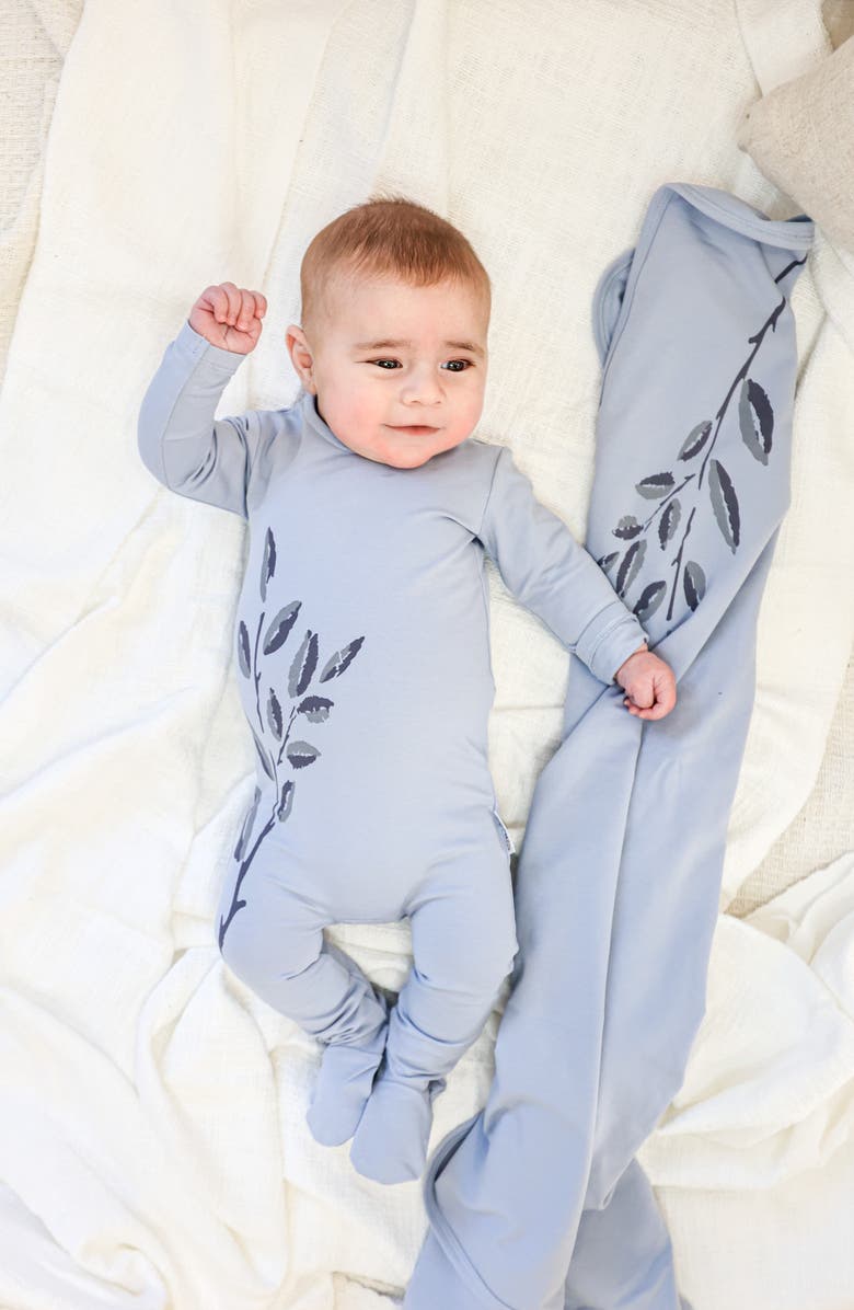 Manière Blooming Leaves Footie, Alternate, color, Blue