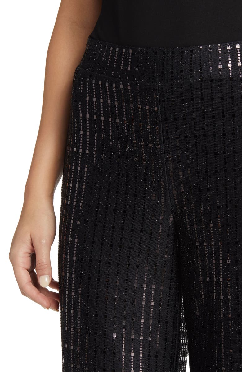 Anne Klein Linear Shine Sequin Wide Leg Pants, Alternate, color, 