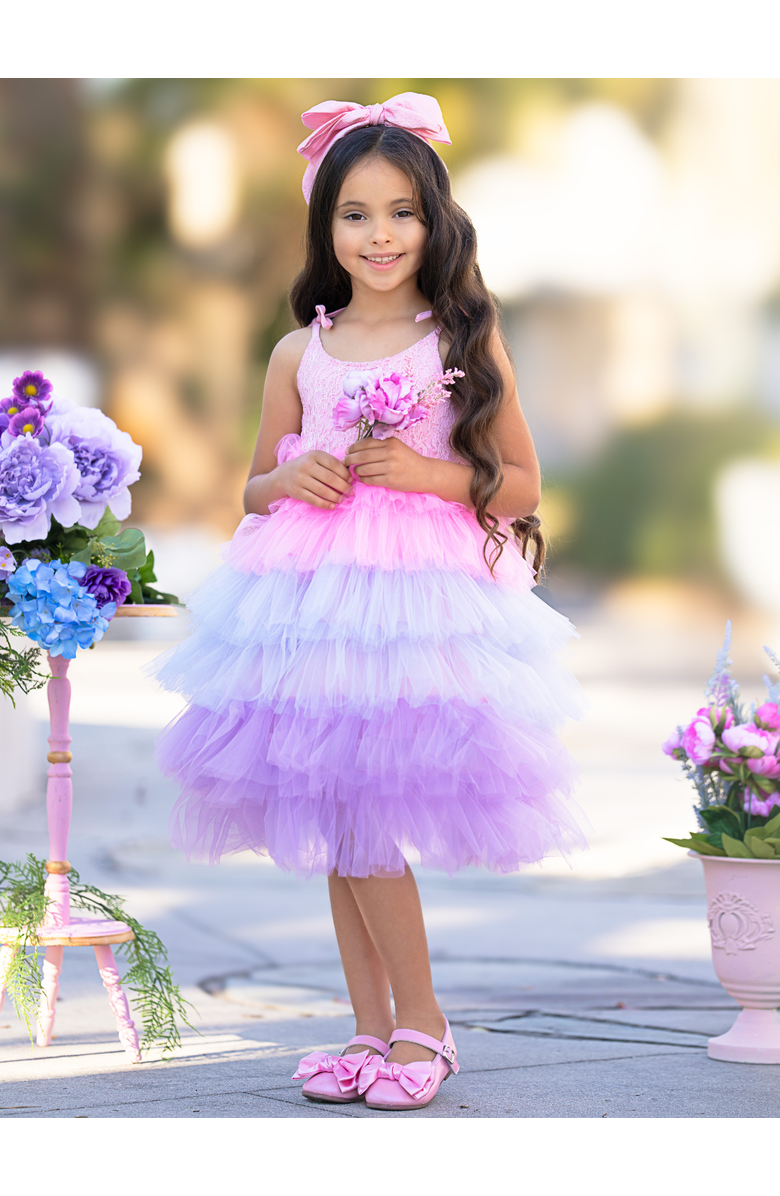 Mia Belle Girls Girls Unicorn Lace Tiered Tutu Dress, Alternate, color, 