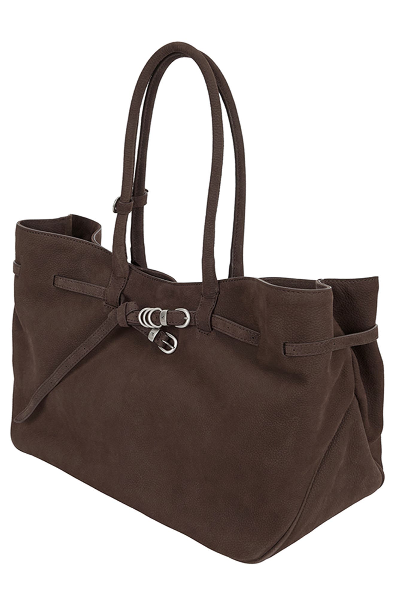 MARGESHERWOOD Grandma Large Buckle Suede Shoulder Bag, Alternate, color, Hush Nubuck