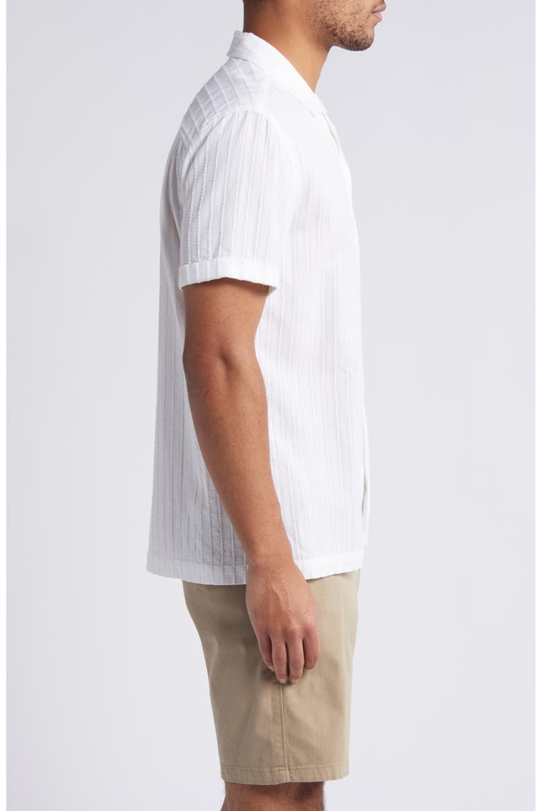 Sinclair Textured Stripe Cotton Camp Shirt, Alternate, color, WHITE