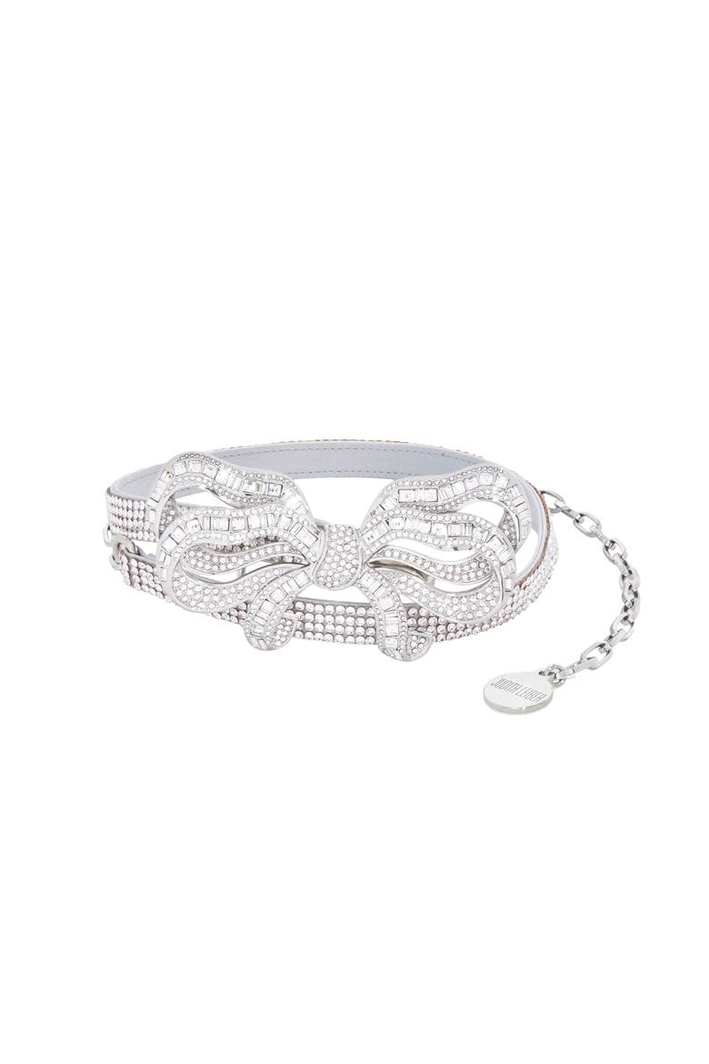 Bow Baguette Belt, Alternate, color, Silver Rhine