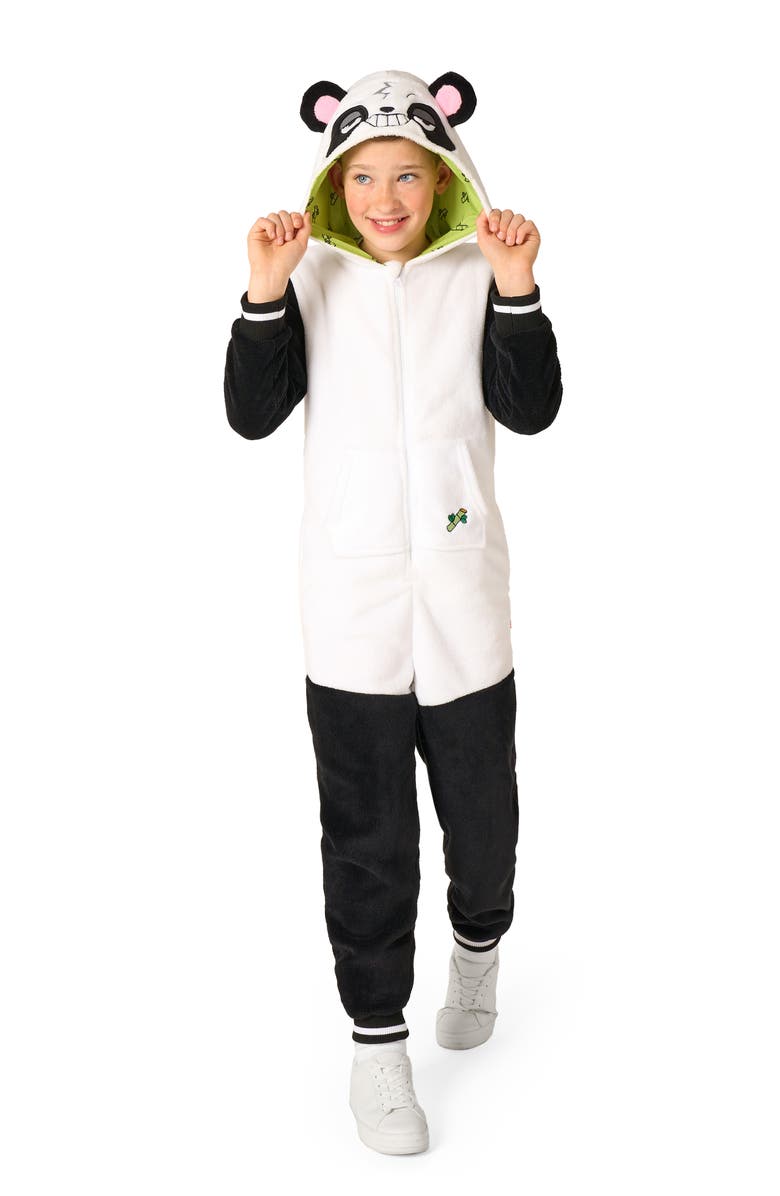 OppoSuits Kids' Panda One Piece Hooded Jumpsuit, Main, color, Black