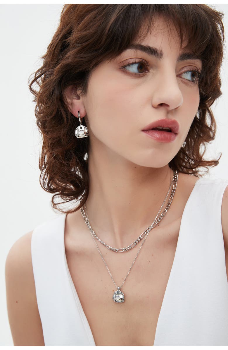 Classicharms Aria Gemstone Hoop Drop Earrings, Alternate, color, Silver/Translucent White