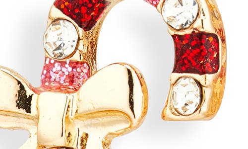 Leith Candy Cane Huggie Drop Earrings In Gold