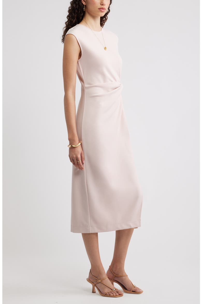 Twist Midi Dress, Alternate, color, PINK SEPIA