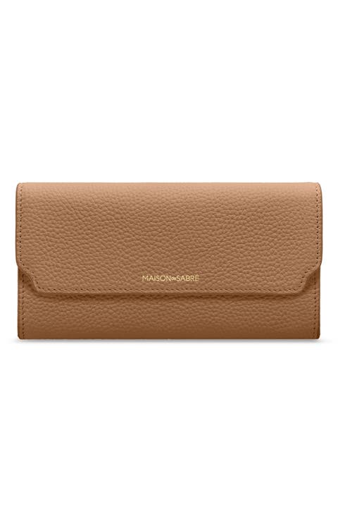 Long Leather Flap Wallet