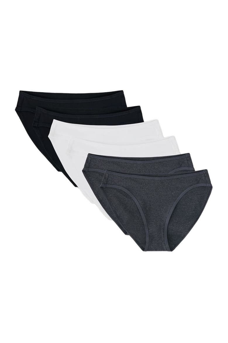 Organic Cotton Everyday Classic Fit Bikini 6-Pack, Alternate, color, Charcoal Basics
