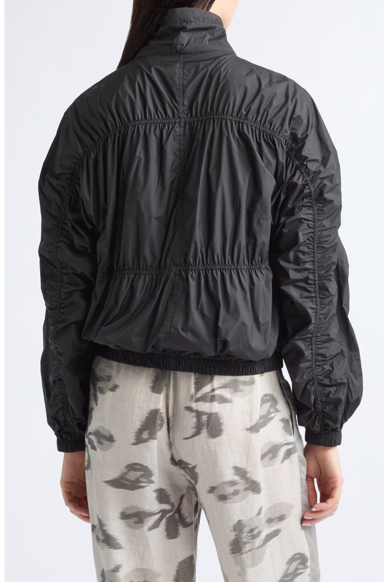 Gathered Zip Windbreaker, Alternate, color, SOLID BLACK
