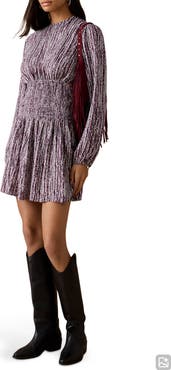 MANGO TEEN Metallic Cutout Long Sleeve Dress