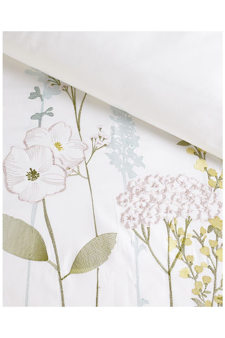 Full/Queen Spring Blossom Embroidered Cotton Duvet 2-Piece Set - White/Green, Alternate, color, WHITE/ GREEN
