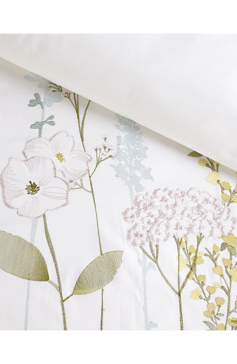 MELANGE HOME Full/Queen Spring Blossom Embroidered Cotton Duvet 2-Piece Set - White/Green, Alternate, color, White/ Green