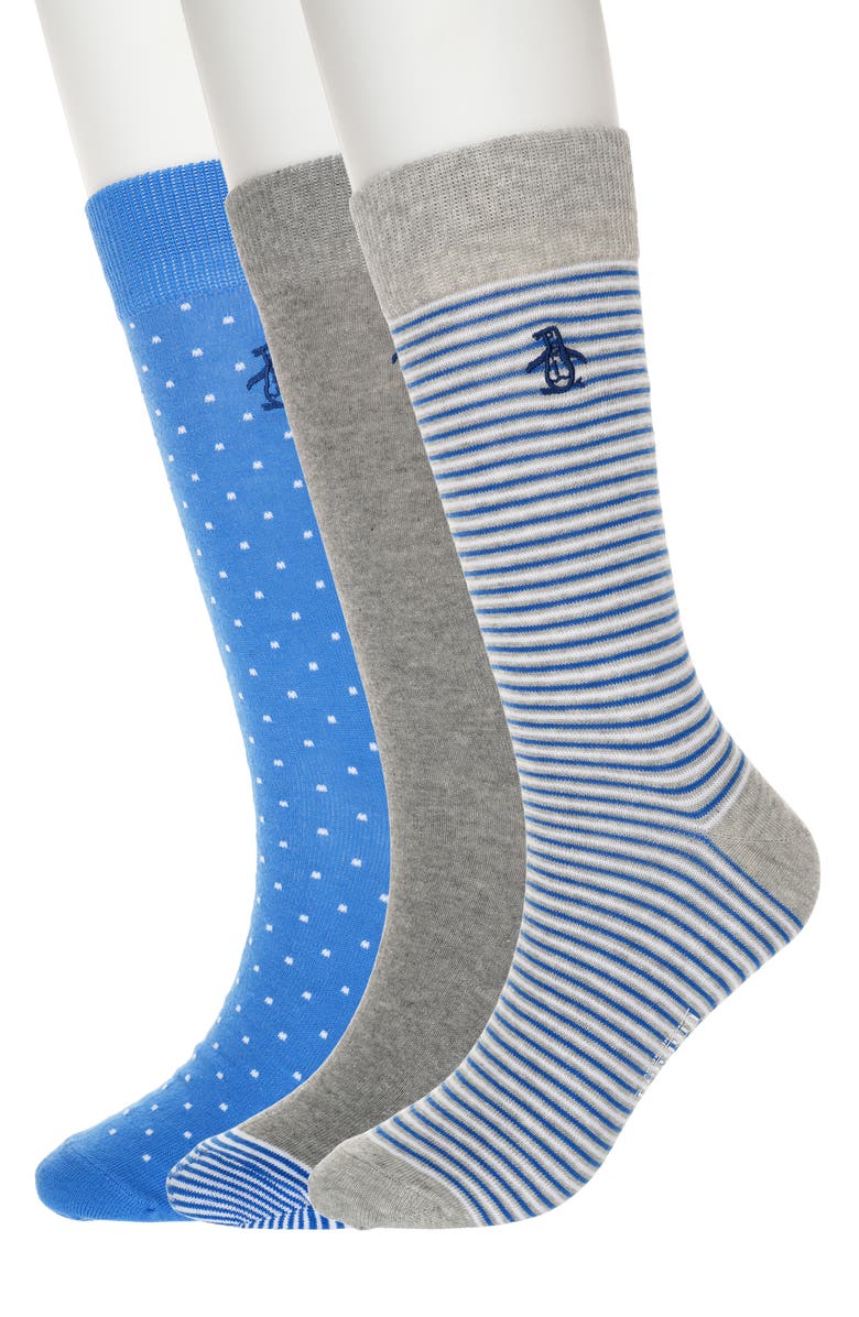 Original Penguin Assorted 3-Pack Crew Socks, Main, color, Light Grey