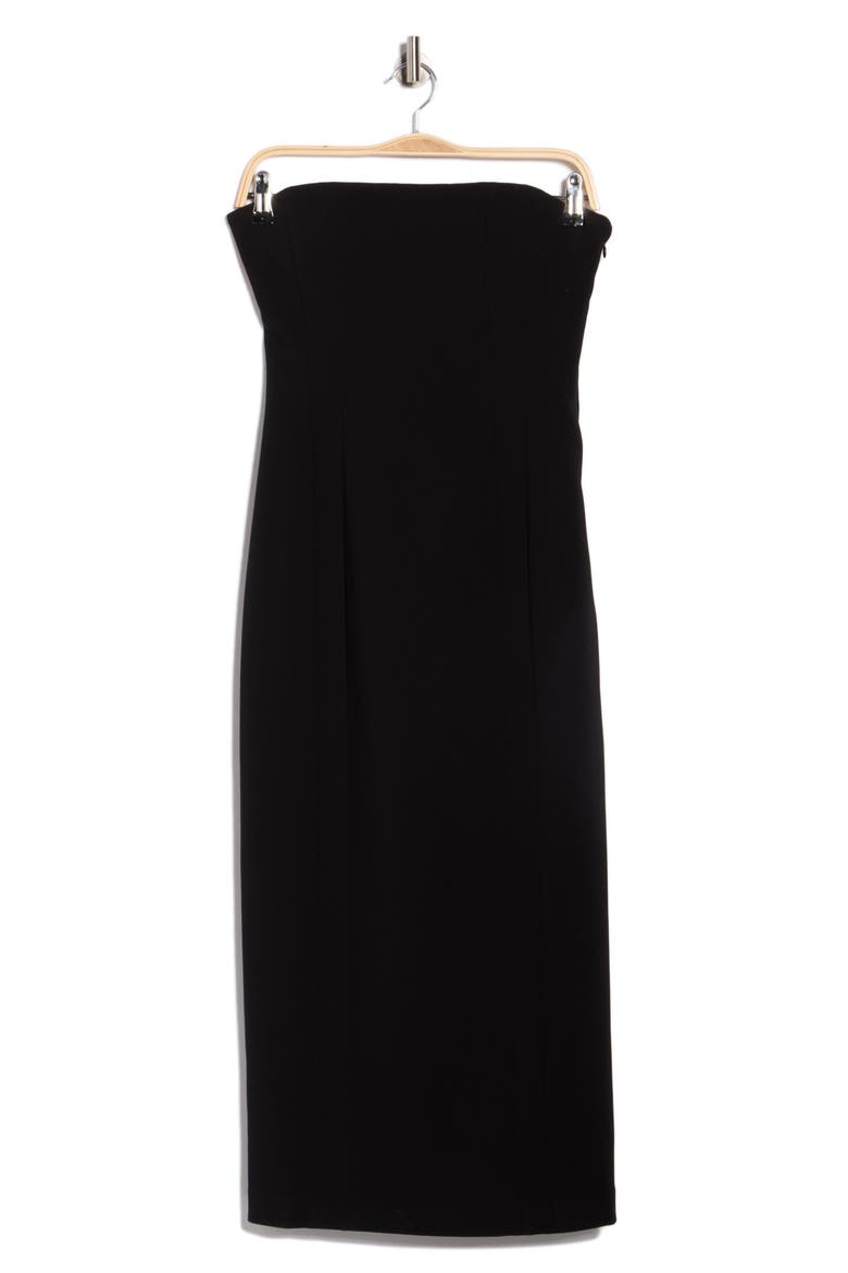 Elizabeth Strapless Midi Dress, Alternate, color, BLACK