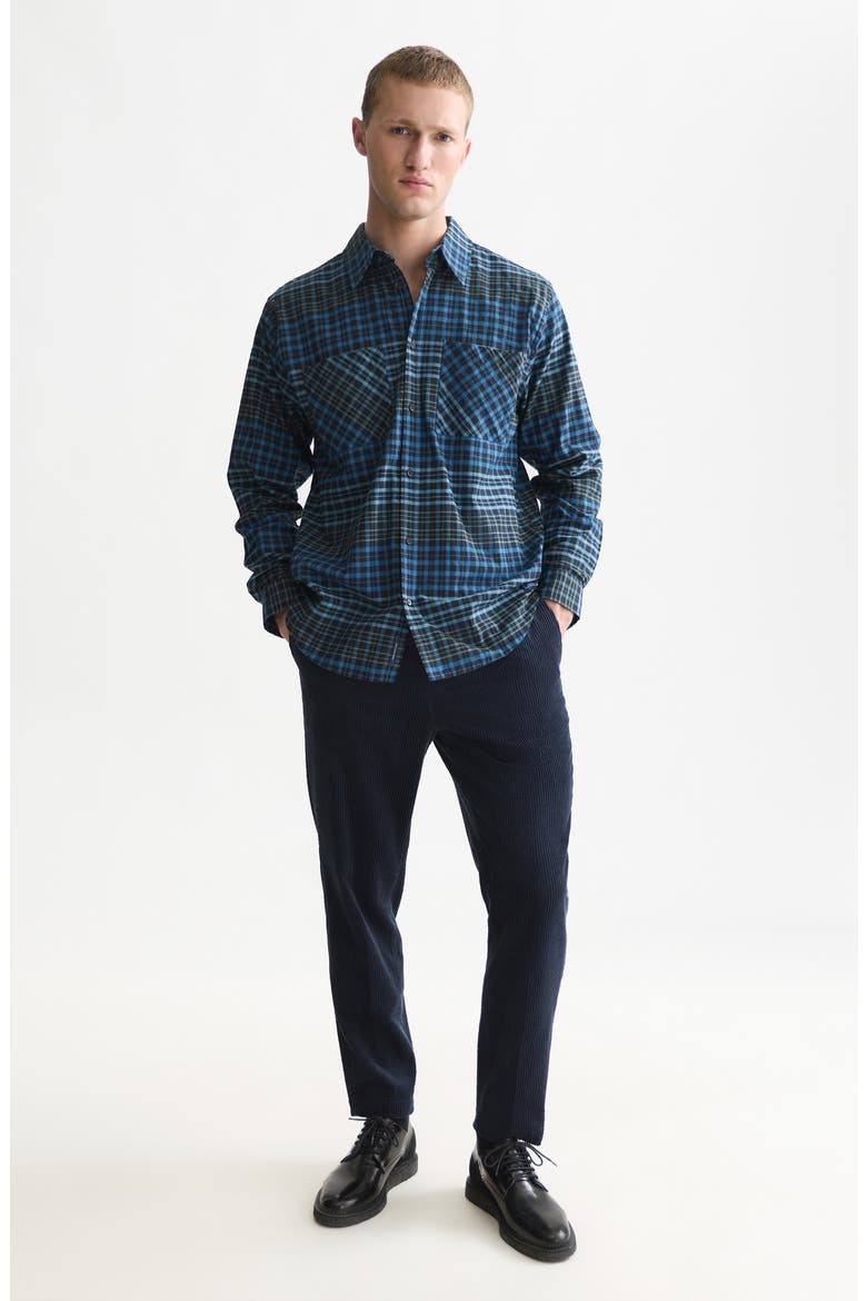 Relaxed Fit Checked Flannel Shirt, Alternate, color, METEORITE CHECK