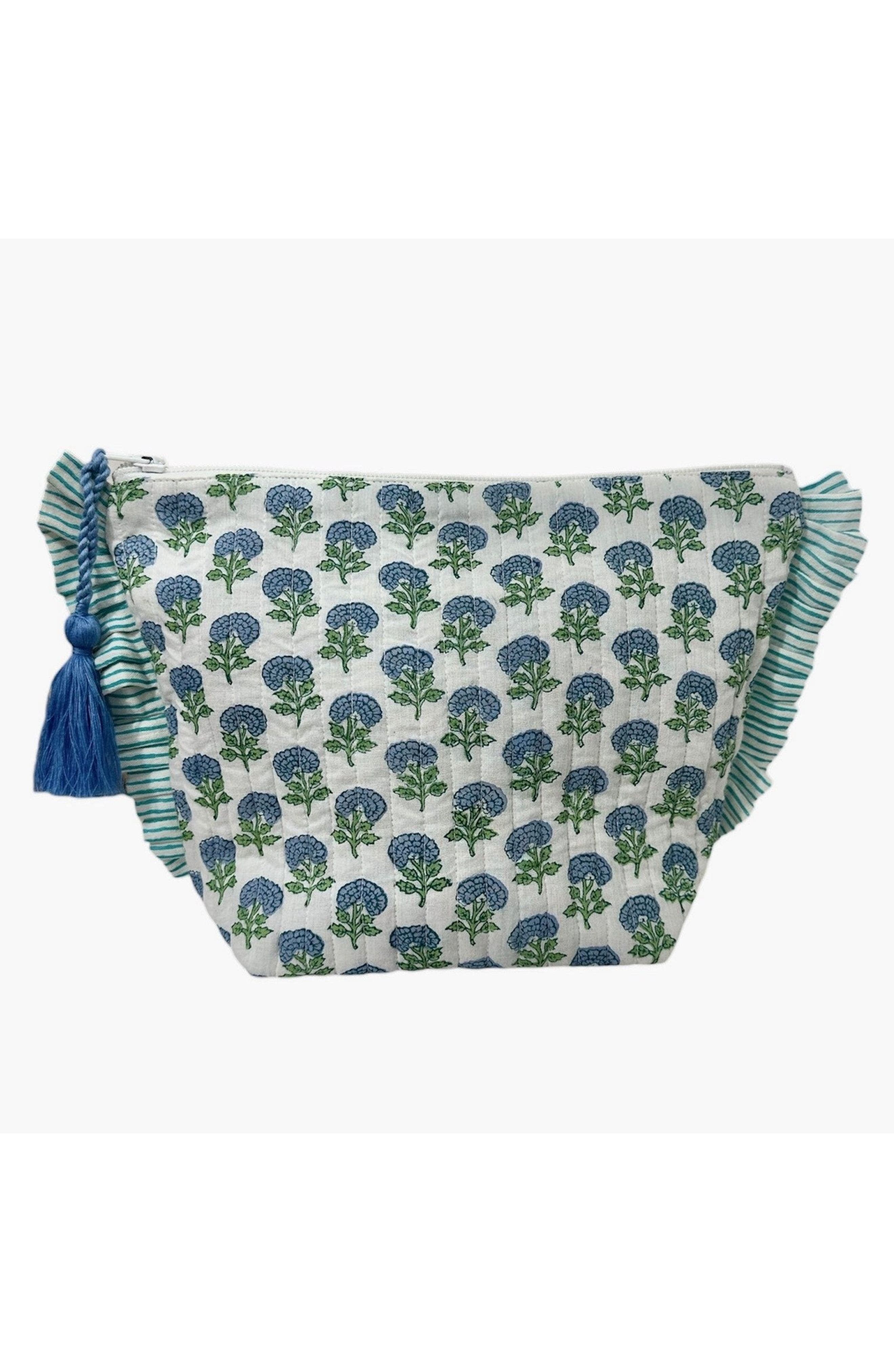  Aqua Floral Block Print