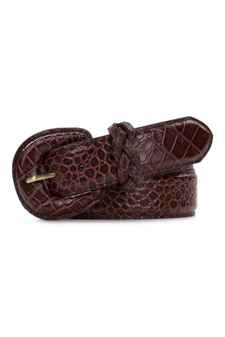 Selena Croc-Embossed Leather Belt, Main, color, BRITISH TAN