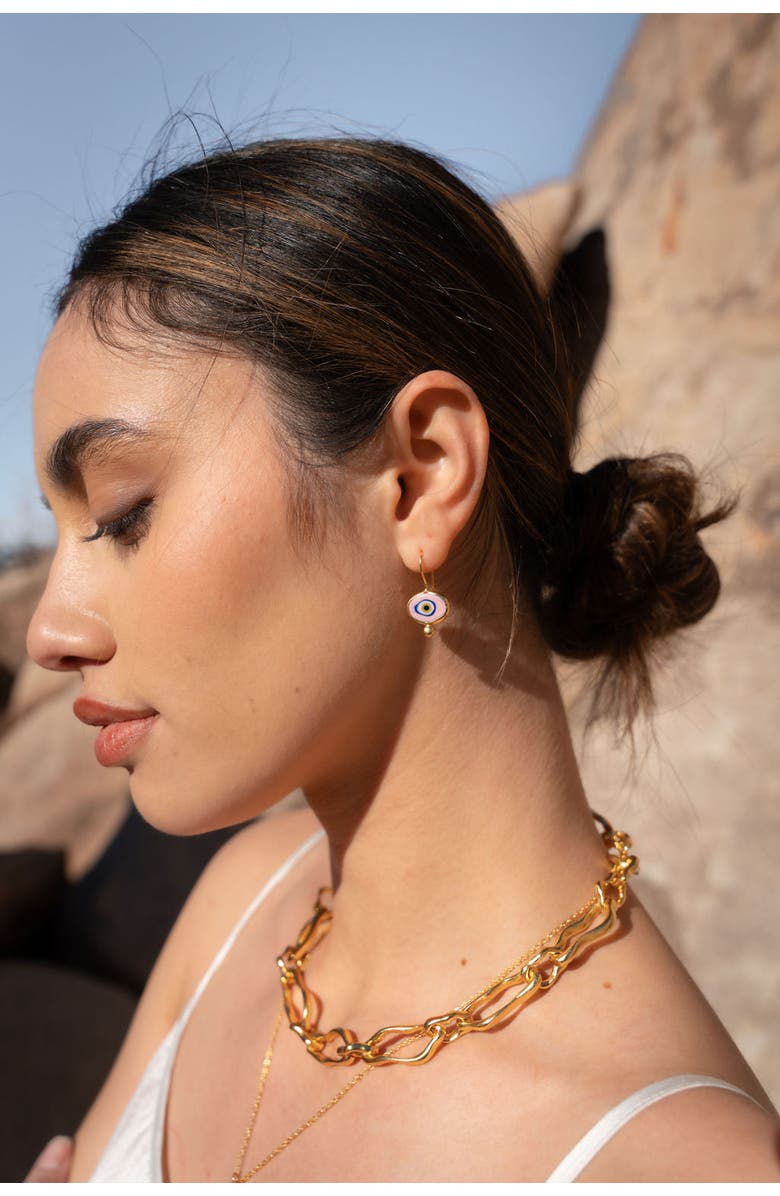 Ottoman Hands Alara Evil Eye Drop Earrings, Alternate, color, Gold