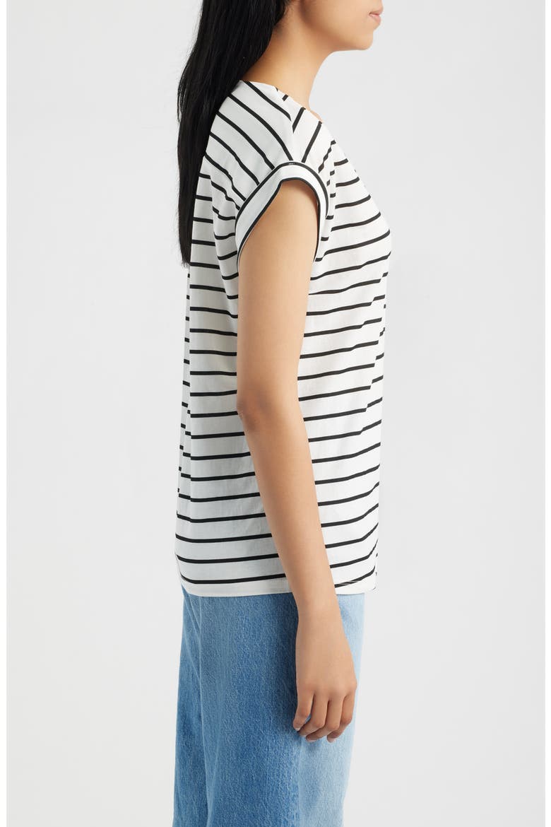 Dolman Sleeve Piqué T-Shirt, Alternate, color, IVORY/ BLACK