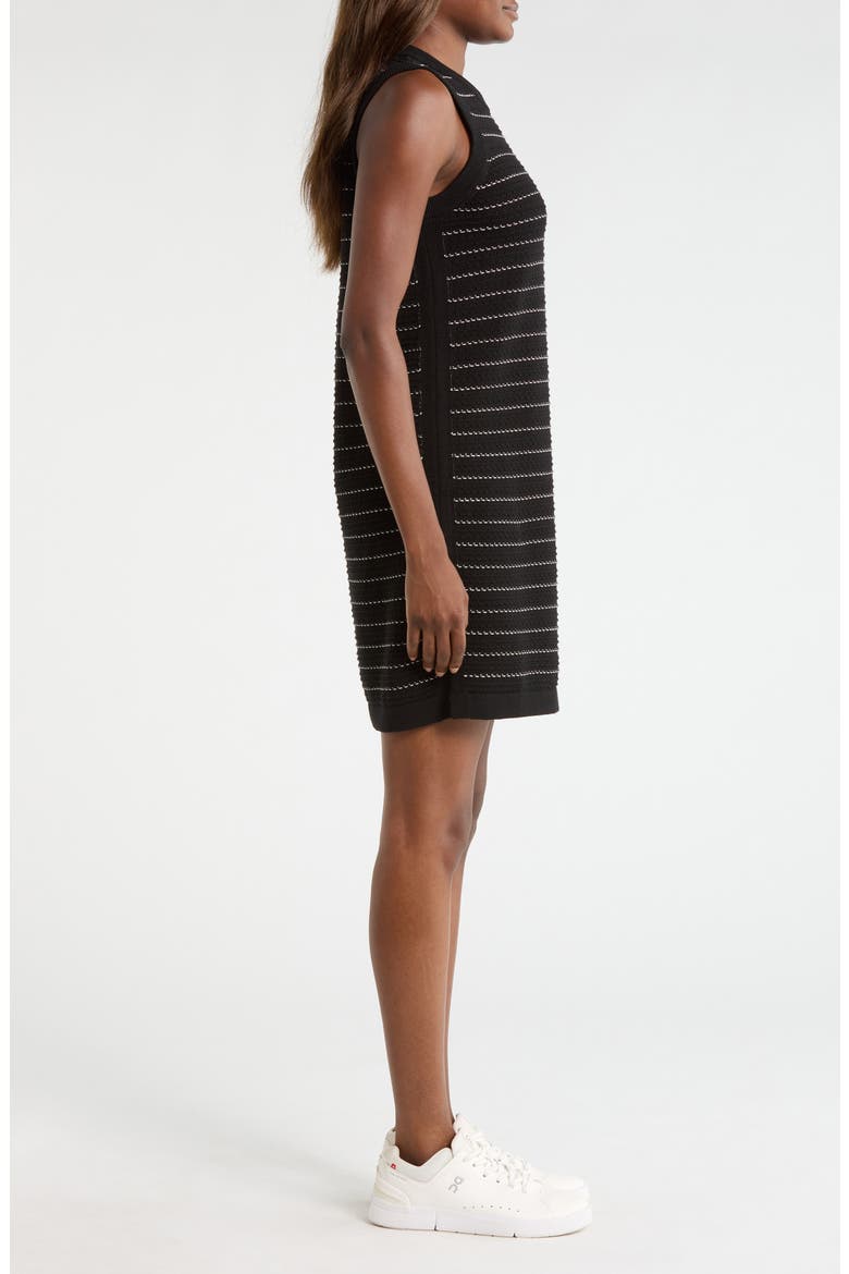 Mindy Mixed Stitch Stripe Sleeveless Cotton Sweater Minidress, Alternate, color, BLACK